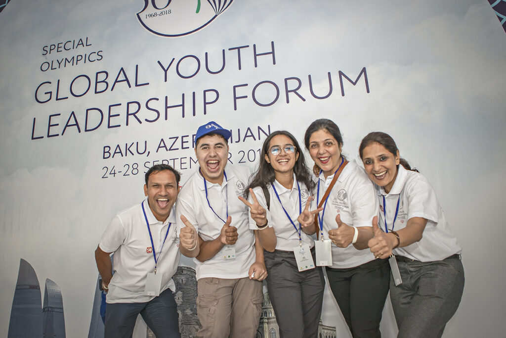 Rithik with his family at the Global Youth Leadership Forum in Azerbaijan. 