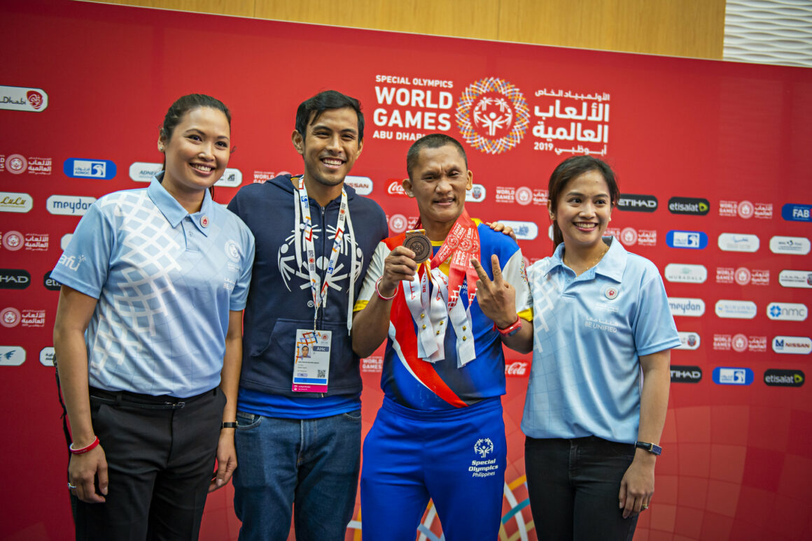 MARLON TINDOC (SECOND FROM RIGHT) AT THE SPECIAL OLYMPICS WORLD GAMES, 2019.