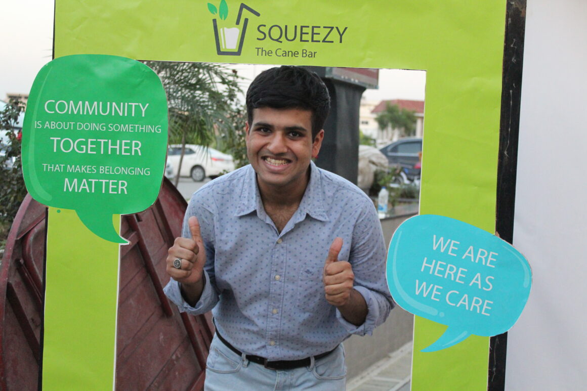 HASEEB PICTURED AT HIS ALL INCLUSIVE JUICE BAR THAT STANDS FOR A LARGER CAUSE.
