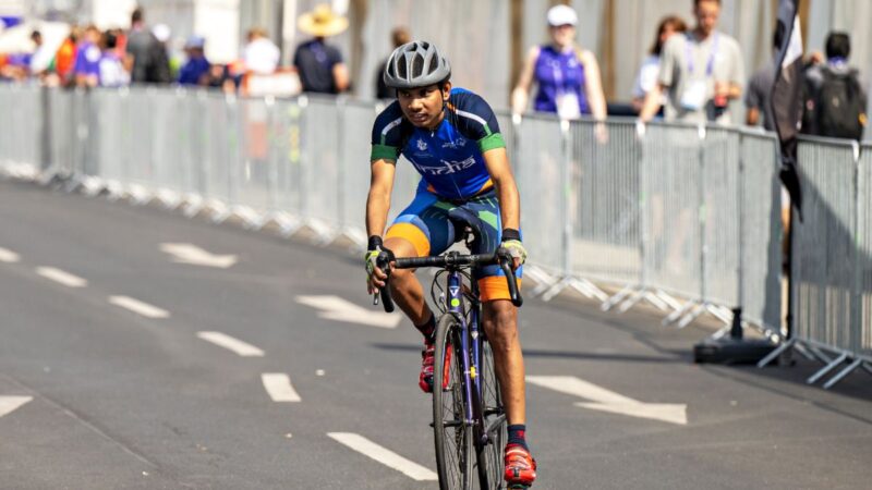 Special Olympics India cyclist V. Indu Prakash at the 2023 World Games in Berlin.