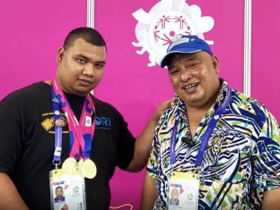 Sis-qo Cain (left) with his father Bosco Cain (right).