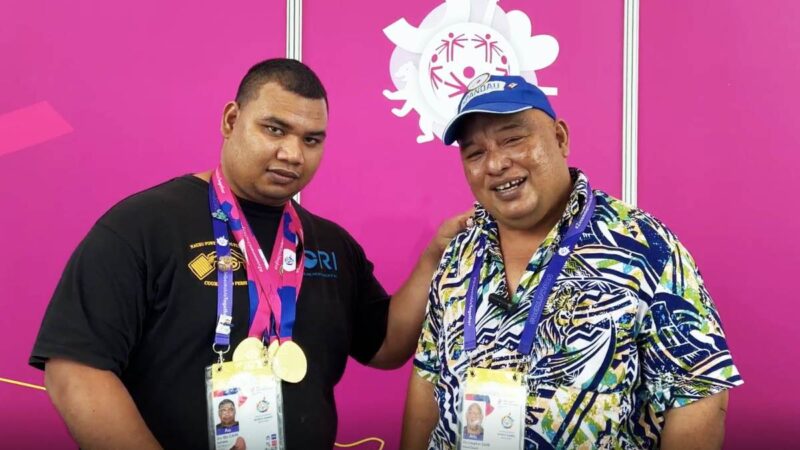 Sis-qo Cain (left) with his father Bosco Cain (right).